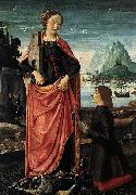Domenico Ghirlandaio St Barbara Crushing her Infidel Father, with a Kneeling Donor painting